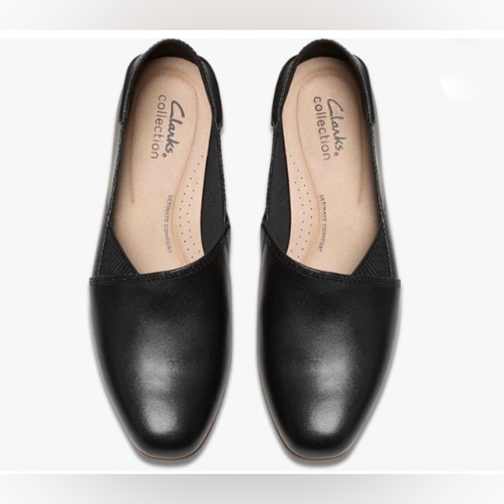 Clark’s Black Leather Low Block Heel Loafers Size 10 - Picture 3 of 16